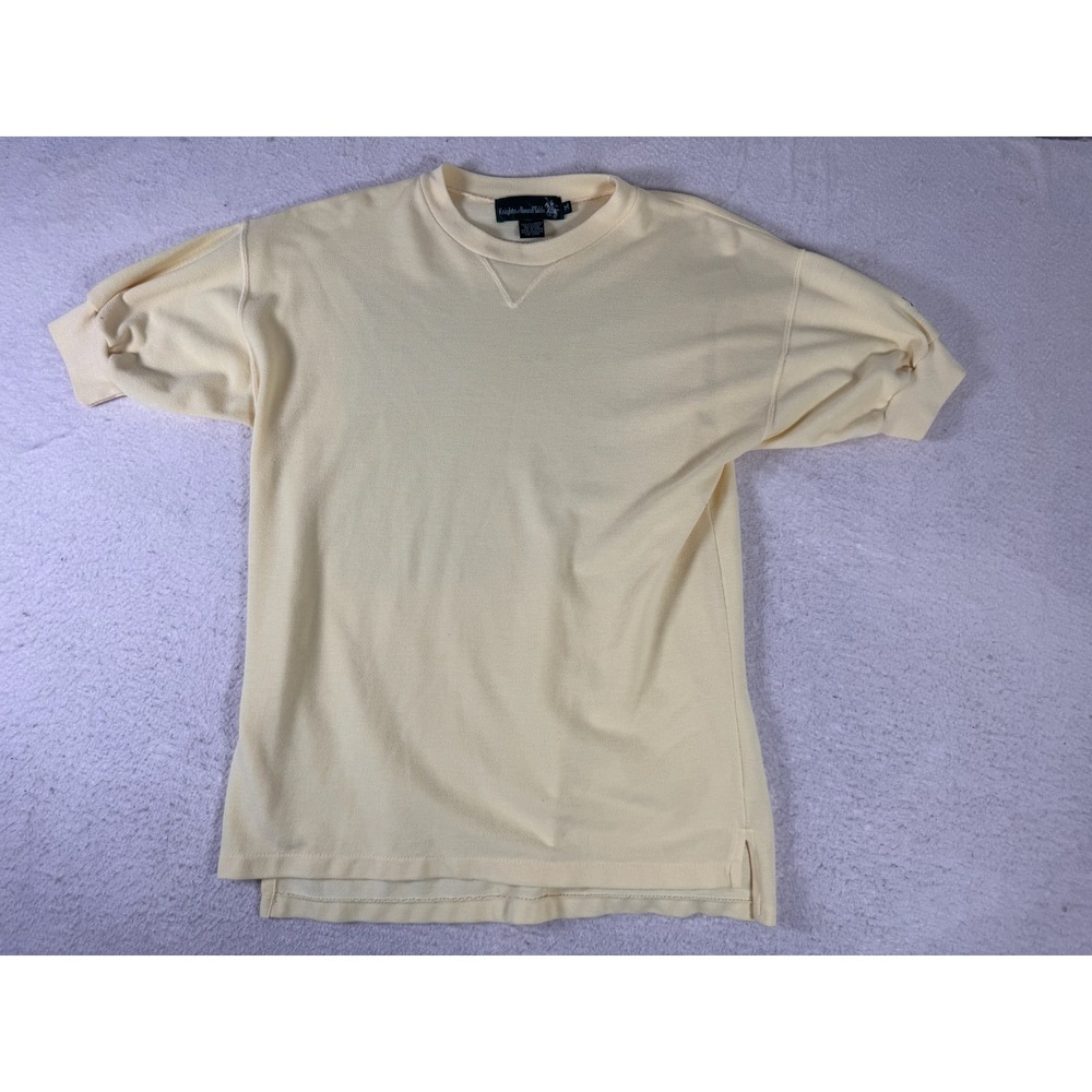 Knights of Round Table Knit Top Mens Medium Yellow Good Pique V-Stitch Split Hem
